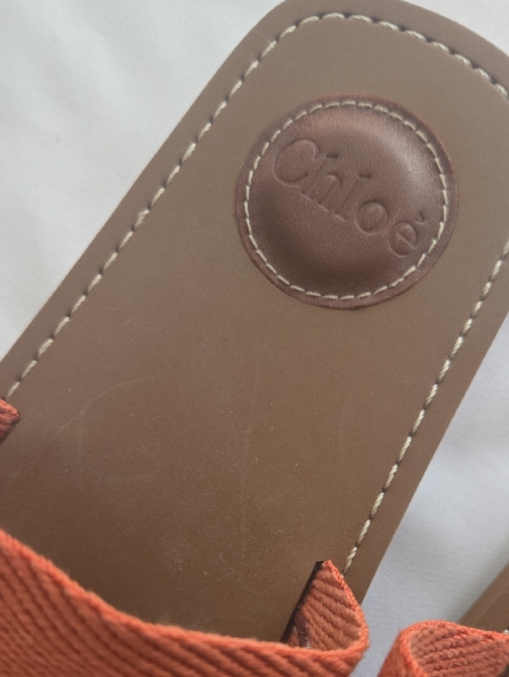 Chloè Orange Logo Slide Sandals - Picture 3 of 6